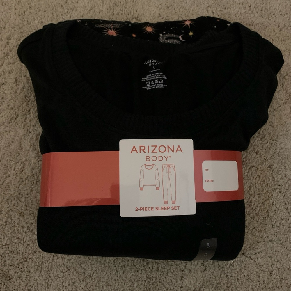 Arizona Fleece Pajama Pants,  Knit Black T-Shirt -  Large